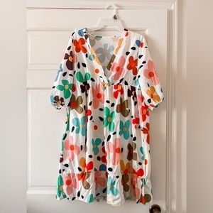 Shein Teacher Dress - Multicolor Retro Flower Pattern